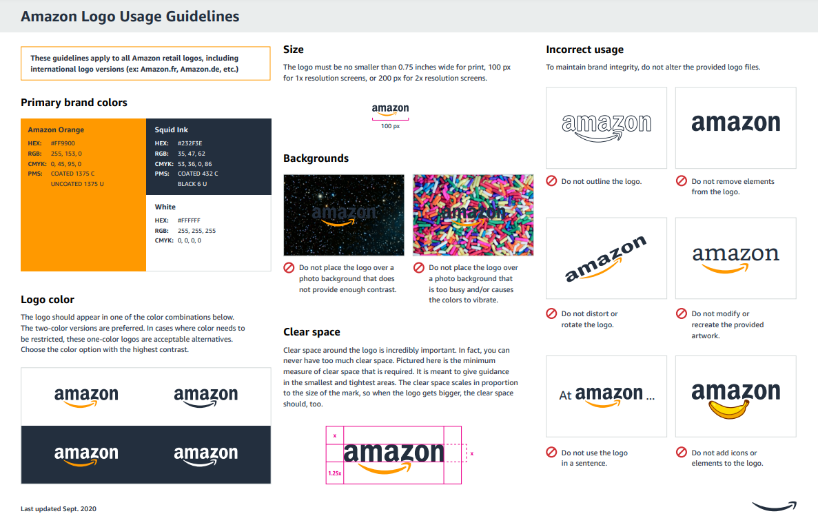 Amazon logo usage guidelines screenshot
