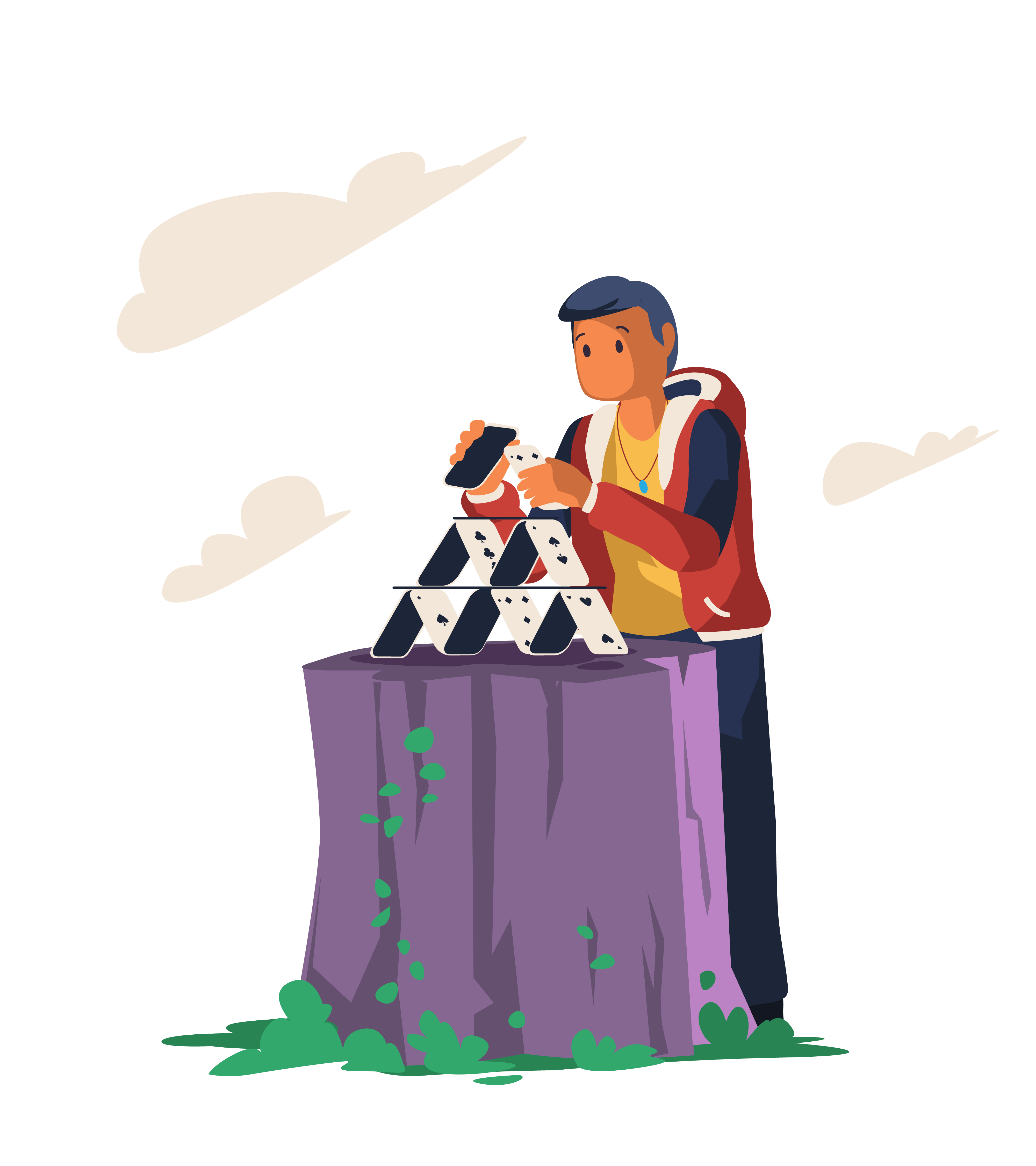 Image of man stacking cards similar to the process on how to Set Up Ecommerce Product Pages